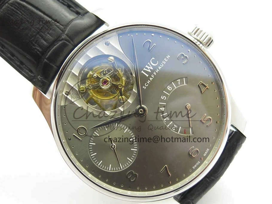 MIROTIME 0106 Portuguese Tourbillon IW5046 SS ZF Best Edition Gray Dial on Black Leather Strap SunProtective 7147